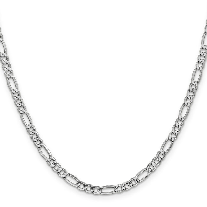 14k White Gold 4.4mm Semi-Solid Figaro Chain-BC91-24