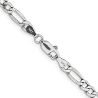 14K White Gold 24 inch 4.4mm Semi-Solid Figaro with Lobster Clasp Chain-BC91-24