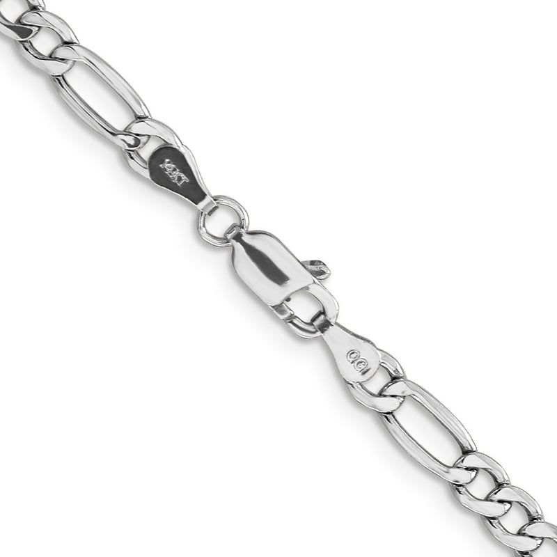 14K White Gold 26 inch 4.4mm Semi-Solid Figaro with Lobster Clasp Chain-BC91-26