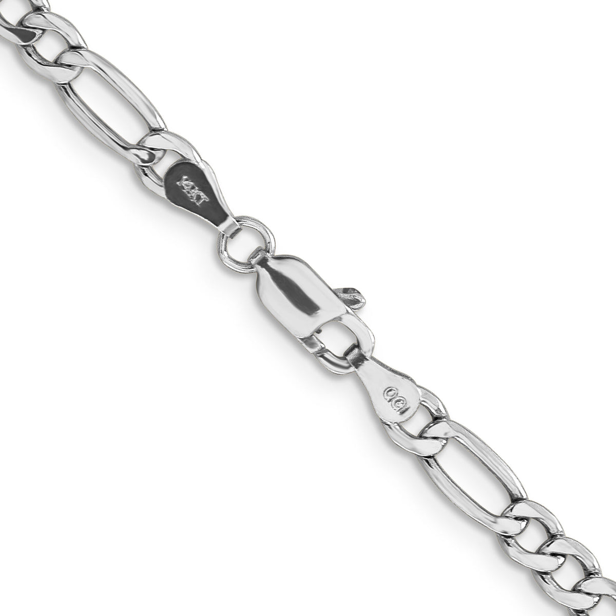 14k White Gold 4.4mm Semi-Solid Figaro Chain-BC91-20