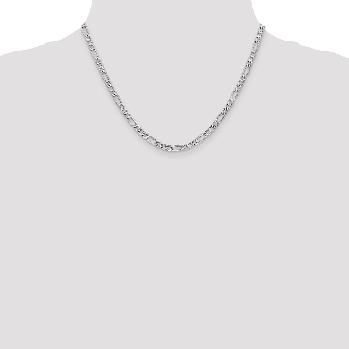 14k White Gold 4.4mm Semi-Solid Figaro Chain-BC91-18