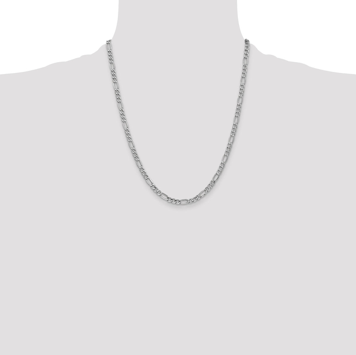 14k White Gold 4.4mm Semi-Solid Figaro Chain-BC91-22