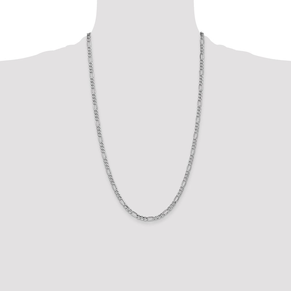 14K White Gold 26 inch 4.4mm Semi-Solid Figaro with Lobster Clasp Chain-BC91-26