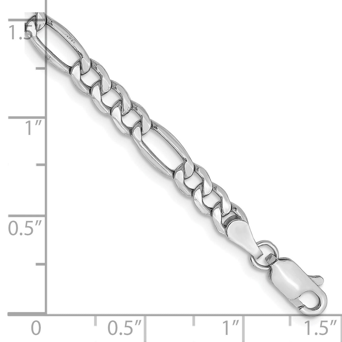 14k White Gold 4.4mm Semi-Solid Figaro Chain-BC91-7