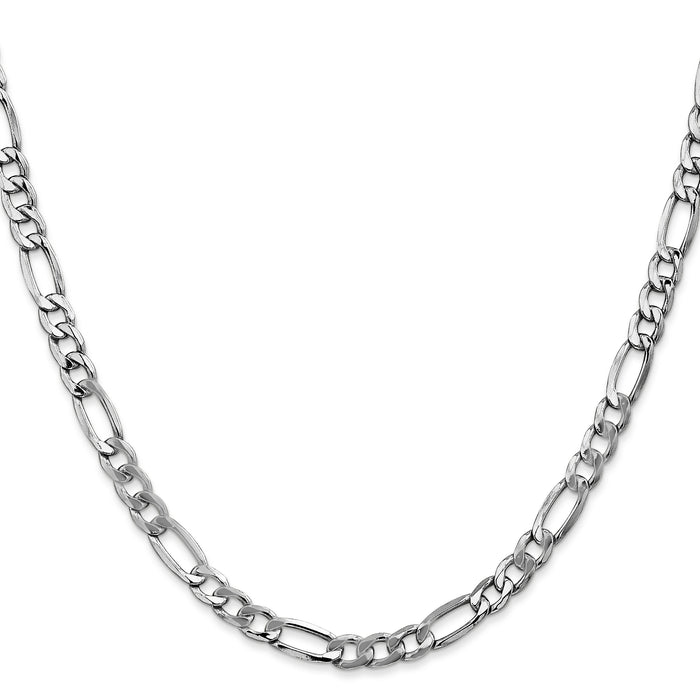 14k White Gold 5.75mm Semi-Solid Figaro Chain-BC92-24