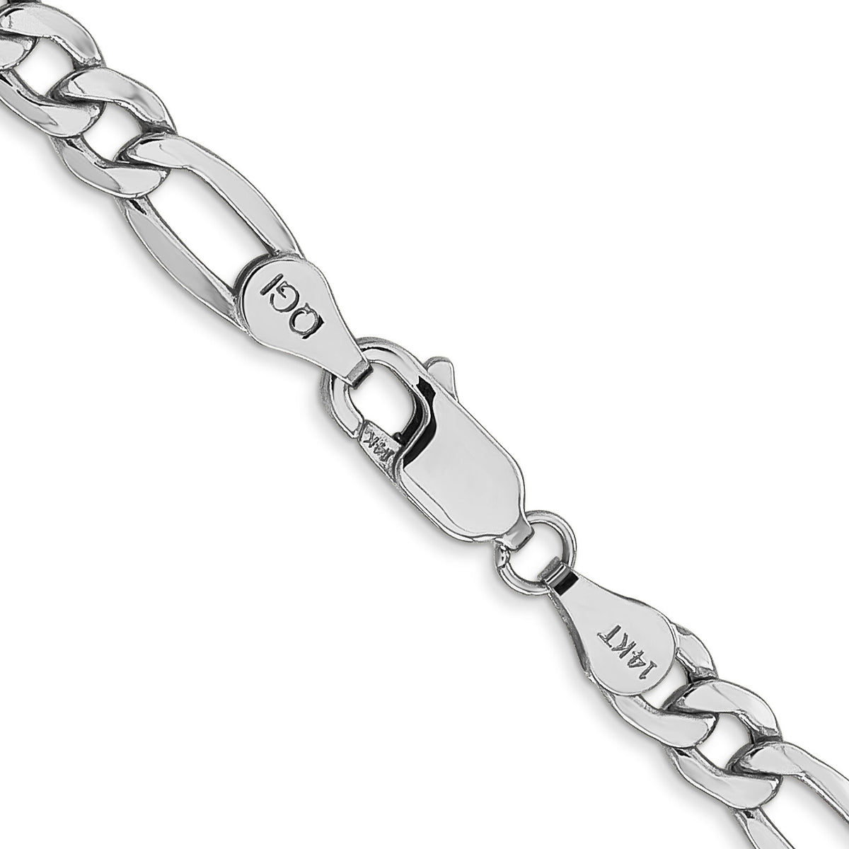 14k White Gold 5.75mm Semi-Solid Figaro Chain-BC92-24