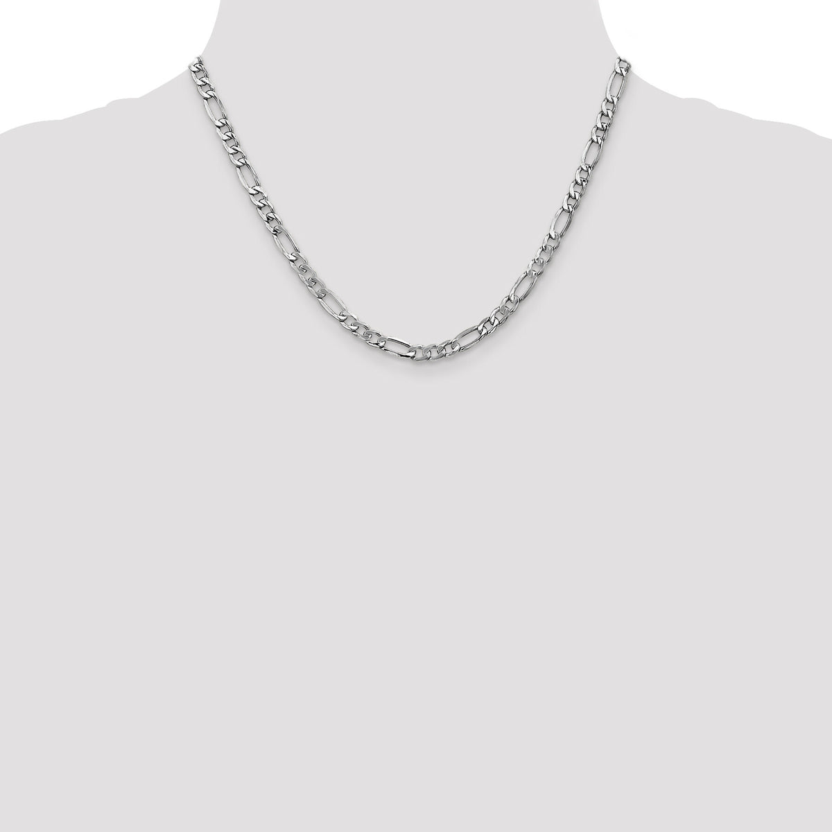14k White Gold 5.75mm Semi-Solid Figaro Chain-BC92-18