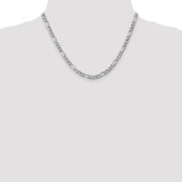 14K White Gold 18 inch 5.75mm Semi-Solid Figaro with Lobster Clasp Chain-BC92-18