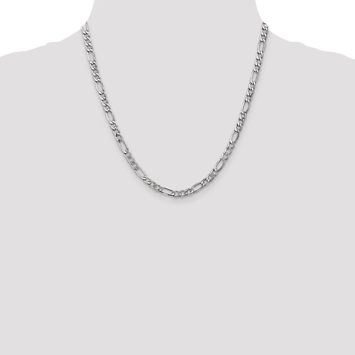 14k White Gold 5.75mm Semi-Solid Figaro Chain-BC92-20