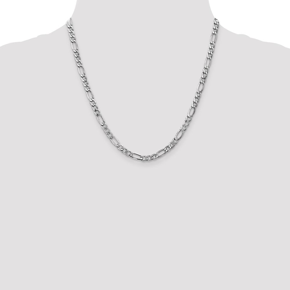 14K White Gold 20 inch 5.75mm Semi-Solid Figaro with Lobster Clasp Chain-BC92-20