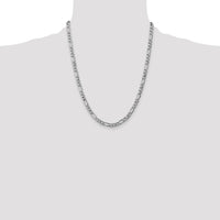 14k White Gold 5.75mm Semi-Solid Figaro Chain-BC92-22
