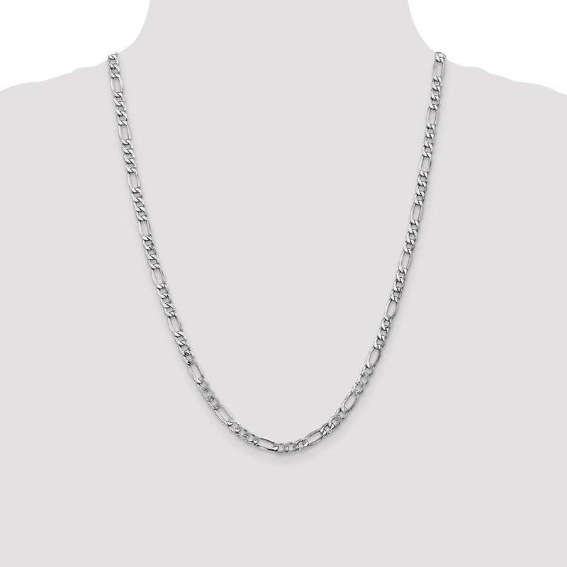 14K White Gold 24 inch 5.75mm Semi-Solid Figaro with Lobster Clasp Chain-BC92-24