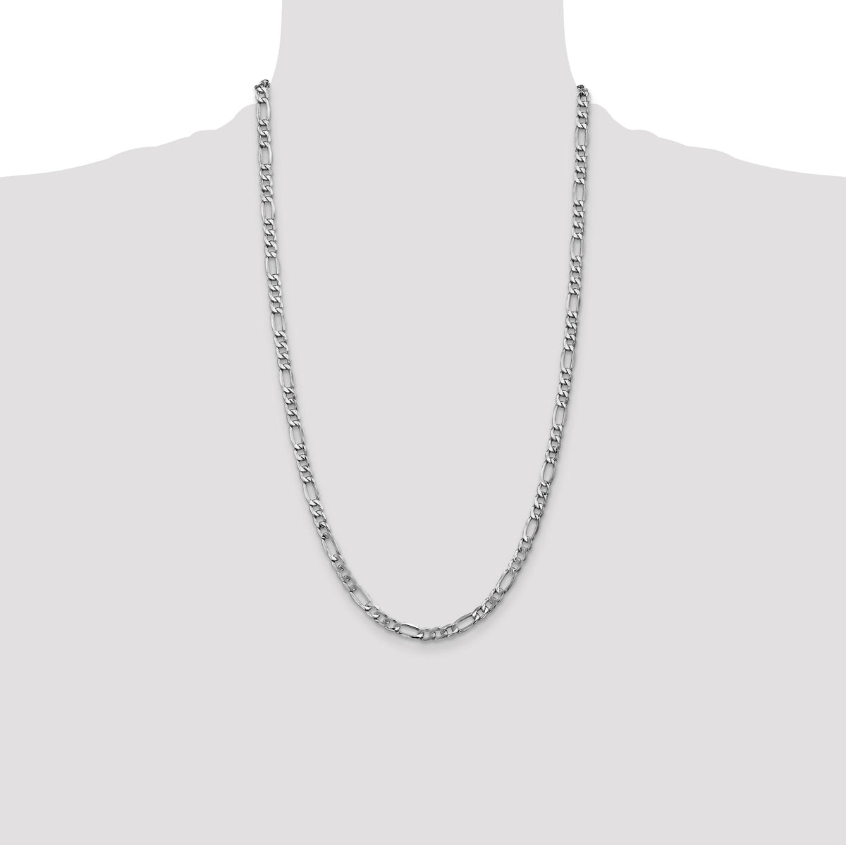 14k White Gold 5.75mm Semi-Solid Figaro Chain-BC92-26