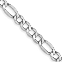 14K White Gold 24 inch 5.75mm Semi-Solid Figaro with Lobster Clasp Chain-BC92-24