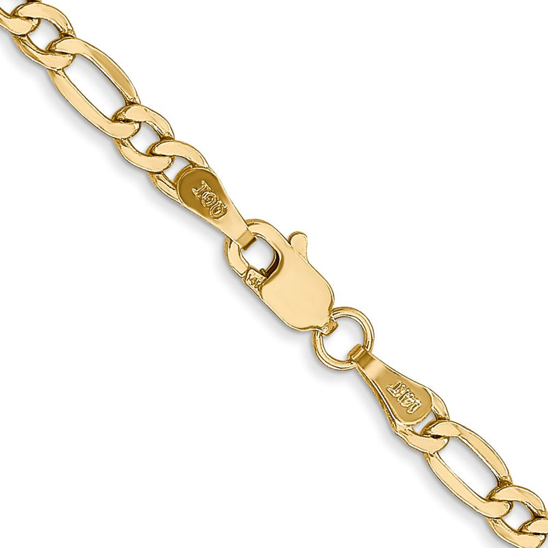 14K 30 inch 3.5mm Semi-Solid Figaro with Lobster Clasp Chain-BC93-30