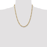 14K 22 inch 5.75mm Semi-Solid Figaro with Lobster Clasp Chain-BC95-22