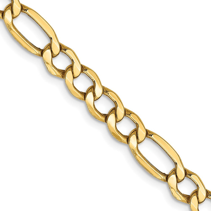 14K 24 inch 5.75mm Semi-Solid Figaro with Lobster Clasp Chain-BC95-24