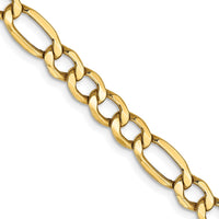 14K 22 inch 5.75mm Semi-Solid Figaro with Lobster Clasp Chain-BC95-22