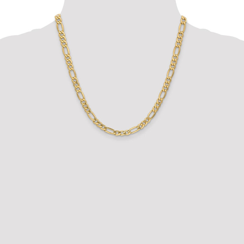 14K 20 inch 6.25mm Semi-Solid Figaro with Lobster Clasp Chain-BC96-20