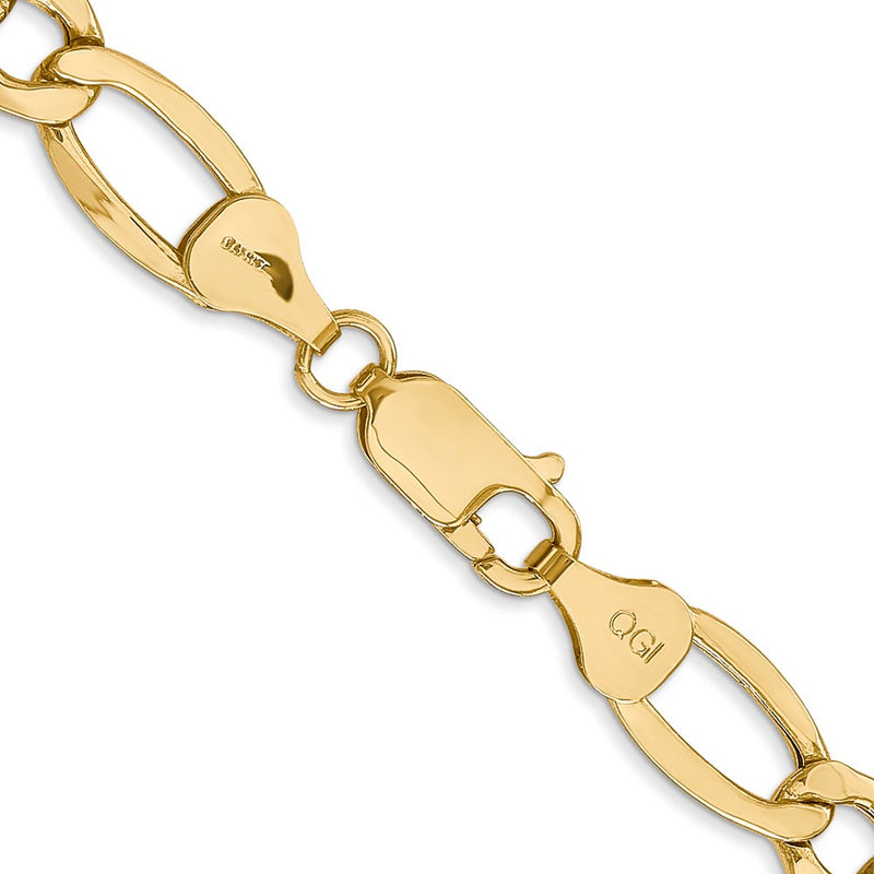 14K 18 inch 7.3mm Semi-Solid Figaro with Lobster Clasp Chain-BC97-18