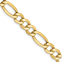 14K 26 inch 7.3mm Semi-Solid Figaro with Lobster Clasp Chain-BC97-26