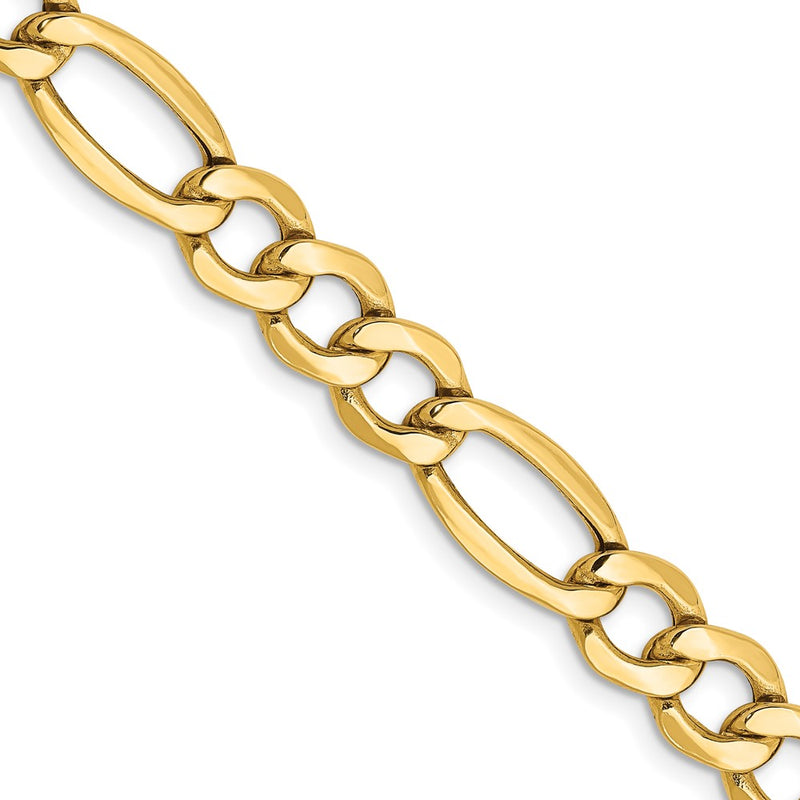 14K 26 inch 7.3mm Semi-Solid Figaro with Lobster Clasp Chain-BC97-26