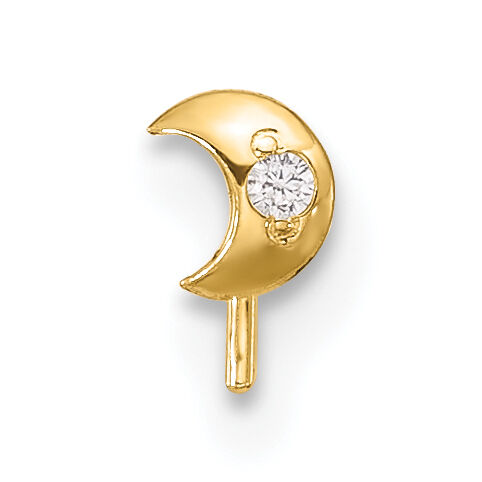 14k 23 Gauge CZ Moon Nose Stud-BD101