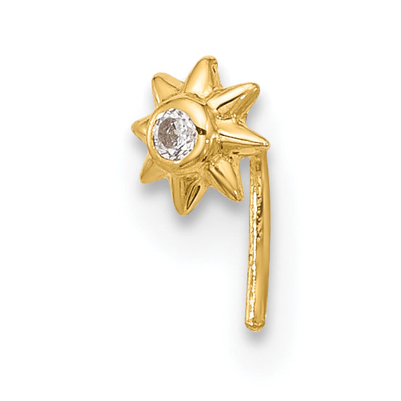 14k 23 Gauge CZ Sun Nose Stud-BD102