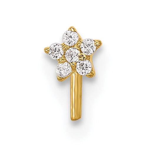 14k 22 Gauge CZ Star Nose Stud-BD103