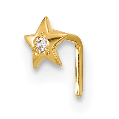 14k 23 Gauge CZ Star Nose Stud-BD104