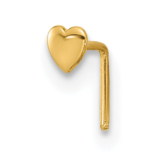 14k 22 Gauge Polished Heart Nose Stud-BD107