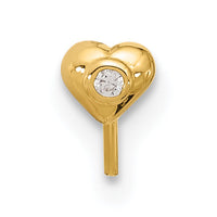 14k 22 Gauge CZ Heart Nose Stud-BD108