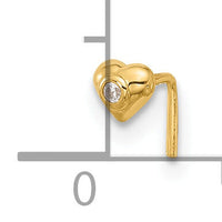 14k 22 Gauge CZ Heart Nose Stud-BD108