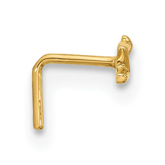 14k 22 Gauge Lightning Bolt Nose Stud-BD109