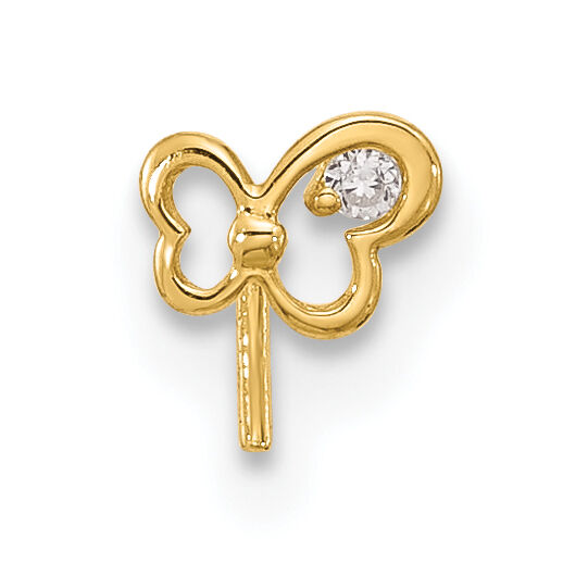 14k 23 Gauge CZ Butterfly Nose Stud-BD110