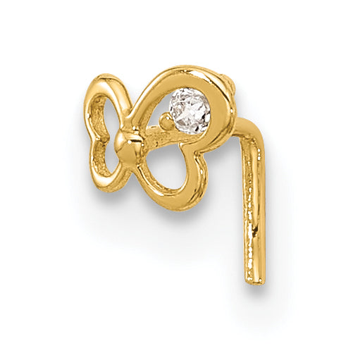 14k 23 Gauge CZ Butterfly Nose Stud-BD110