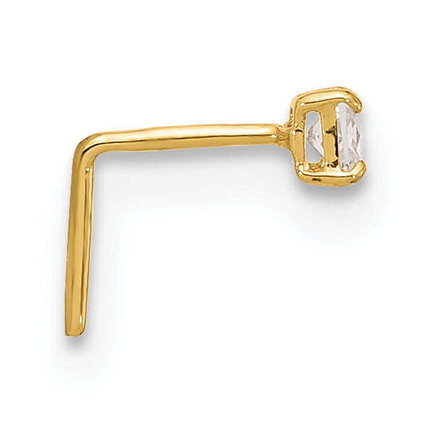 14k 22 Gauge  2.5mm Square CZ Nose Stud-BD111
