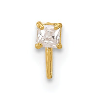 14k 22 Gauge  2.5mm Square CZ Nose Stud-BD111