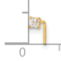 14k 22 Gauge  2.5mm Square CZ Nose Stud-BD111