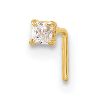 14k 22 Gauge  2.5mm Square CZ Nose Stud-BD111