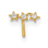 14k 22 Gauge CZ 3-Star Nose Stud-BD114
