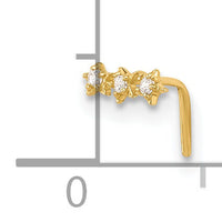 14k 22 Gauge CZ 3-Star Nose Stud-BD114