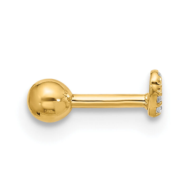 14k 18 Gauge CZ Heart Labret/Face Jewelry-BD116