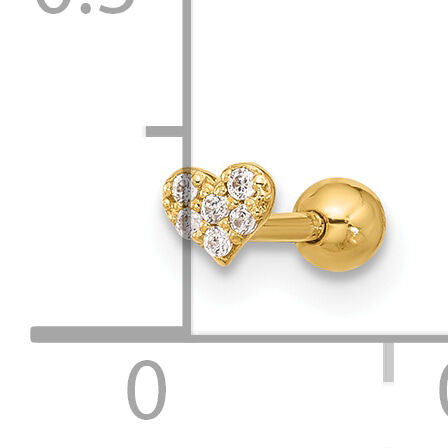 14k 18 Gauge CZ Heart Labret/Face Jewelry-BD116