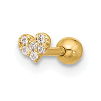 14k 18 Gauge CZ Heart Labret/Face Jewelry-BD116