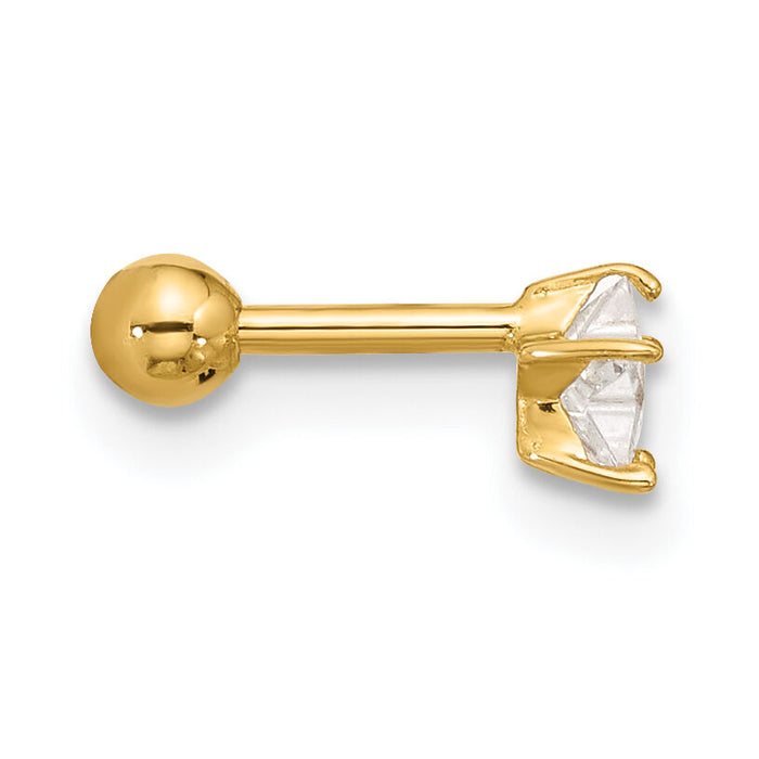 14k 18 Gauge CZ Star Labret/Face Jewelry-BD118