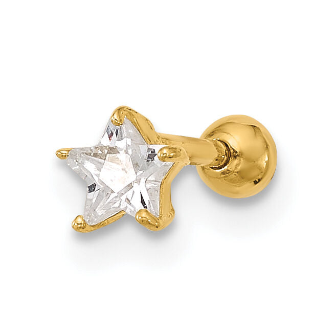 14k 18 Gauge CZ Star Labret/Face Jewelry-BD118