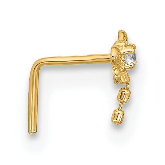14k 22 Gauge CZ Butterfly Nose Stud-BD121