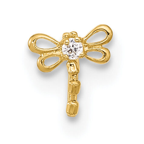 14k 22 Gauge CZ Butterfly Nose Stud-BD121