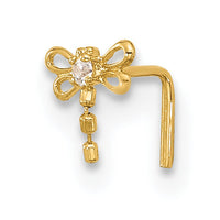 14k 22 Gauge CZ Butterfly Nose Stud-BD121